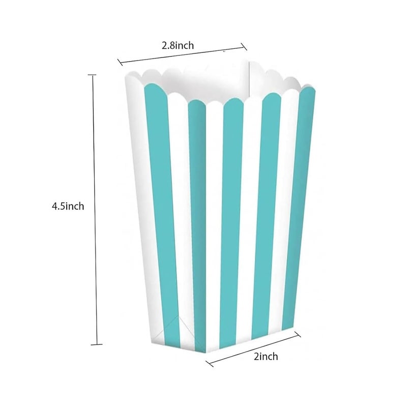Crystallove 24pcs Striped Paper Popcorn Boxes for Party Favor Supplies (Blue) - Image 4